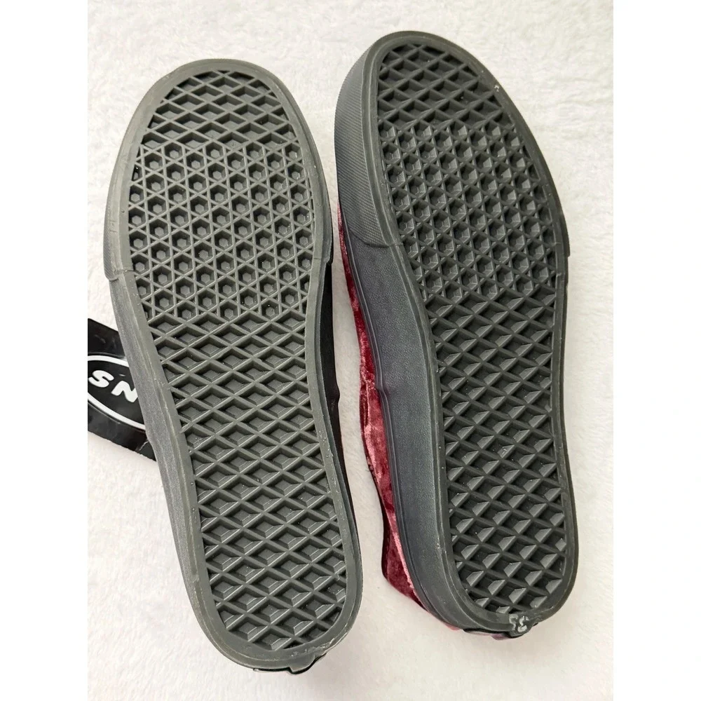 Vans Authentic Crushed Velvet Burgundy Black Sneakers Low Top Unisex Sneakers